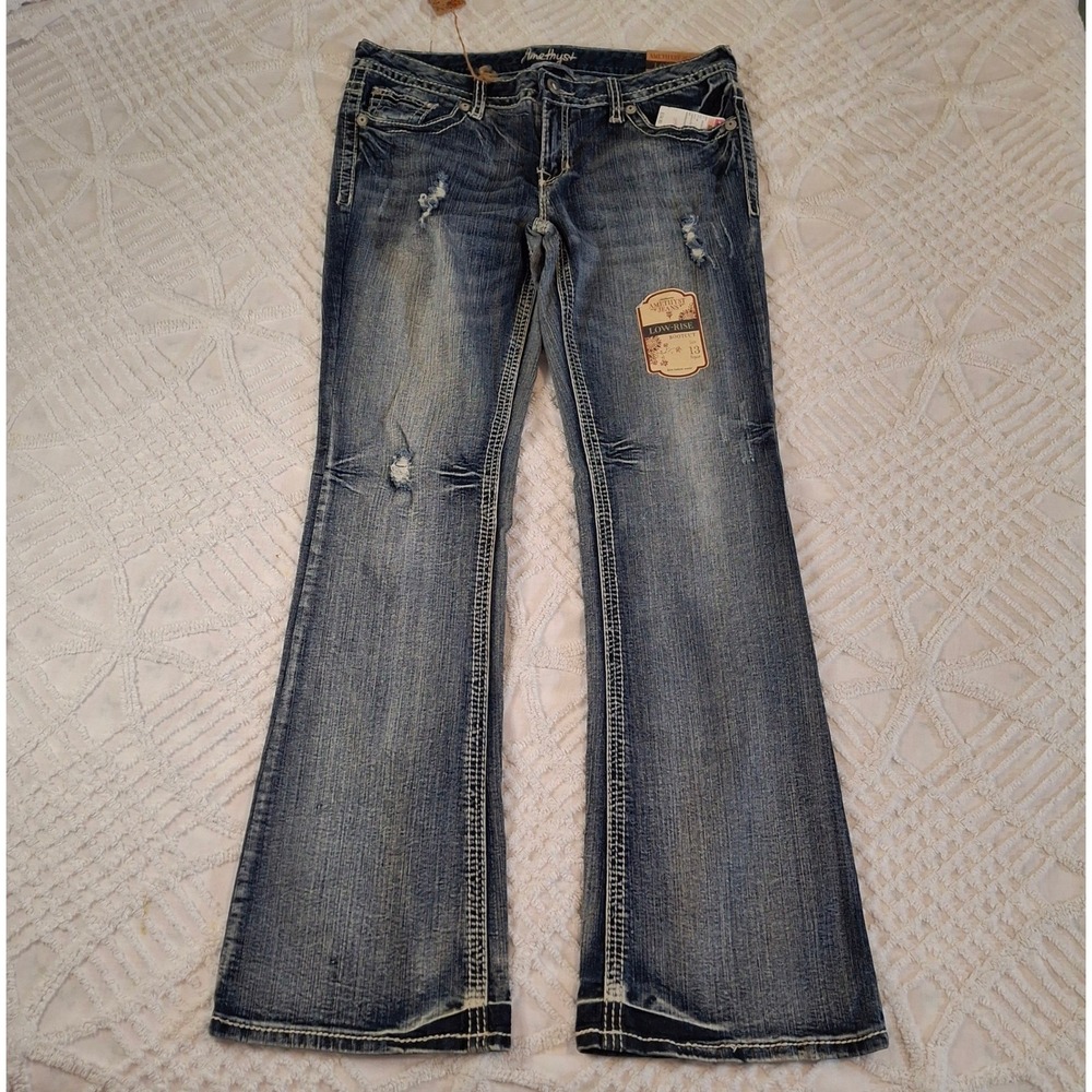 Amethyst Jeans Juniors 13 Bootcut Blue Distressed Low Rise Lizzie Y2K Denim NWT
